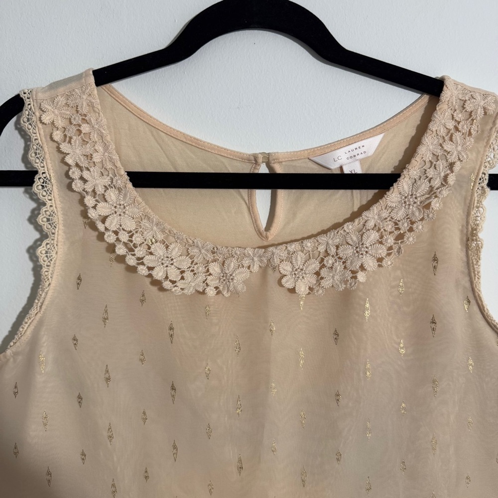 Lauren Conrad Gold‎ Shimmer Sleeveless Blouse Size XL - Picture 4 of 9